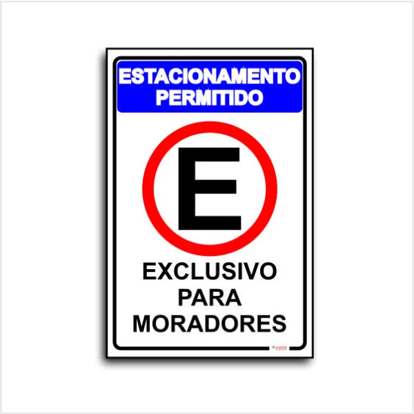 Imagem de Placa estacionamento para moradores.